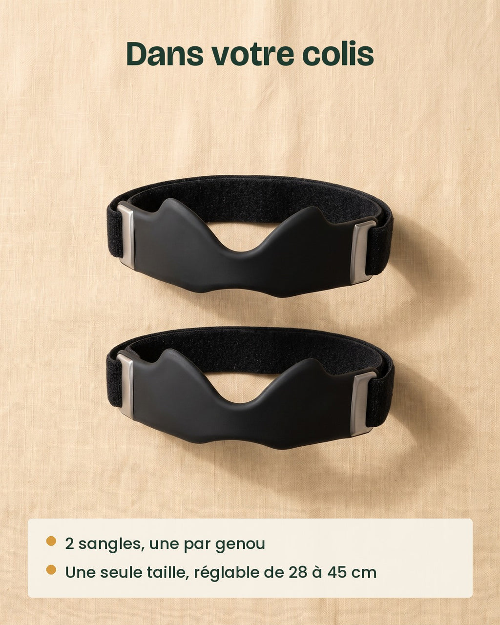 Contenu du colis : 2 sangles de genou noires