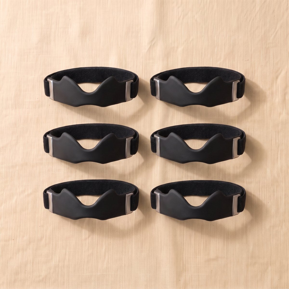3 paires : 6 sangles de genou noires